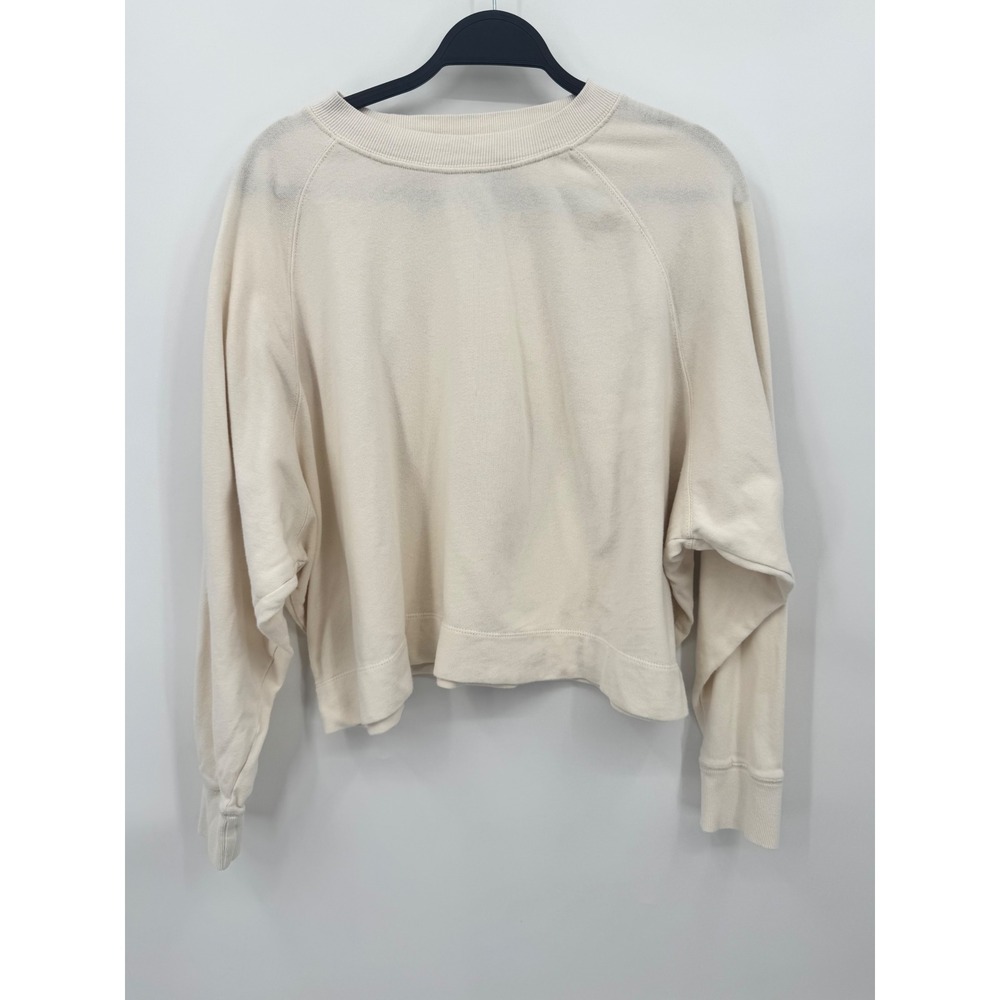 Vuori Sunnyside Women Medium Cream Organic Cotton Oversized Cropped Sweatshirt - Picture 3 of 8